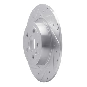 Land Rover Range Rover Evoque Brake Rotor (1) - Rear Left - R1 Concepts - Drilled & Slotted - Silver - `16-`19